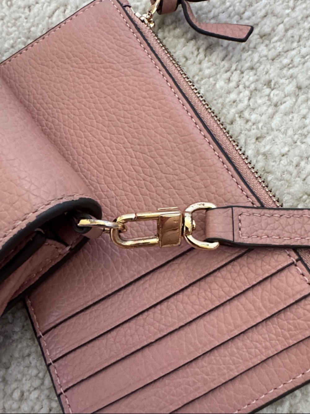 Tory Burch Pebbled Leather Crossbody in Dusty Rose - Picture 6 of 9